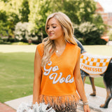 Licensed Tennessee 'Go Vols' Feather Bottom Tank Sweater | Queen Of Sparkles