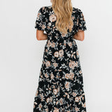 Floral Tiered Maxi Dress | Black