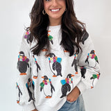 Light Grey Penguin With Scarf Sweatshirt