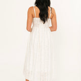 French Lace Stripe Midi Dress