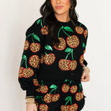 Black Leopard Cherry Sweatshirt | Queen Of Sparkles