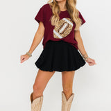 Maroon Jeweled Football Tee | Queen Of Sparkles
