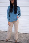 BONDI ACID TERRY PULLOVER | TEAL