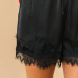 Lace Trim Shorts | Black