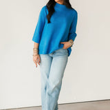 Sofia Mock Neck Sweater | French Blue