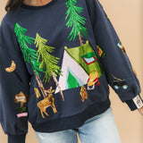 Navy Camp Site Sweatshirt | Queen Of Sparkles