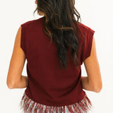 Licensed Texas A&M 'Gig Em' Feather Bottom Tank Sweater | Queen Of Sparkles