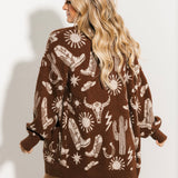 Oversized Western Knit Cardigan | Chocolate