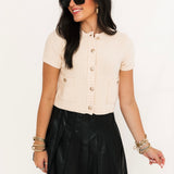 Button Up Sweater Top | Cream