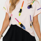 Pale Pink Paint Brush Tee | Queen Of Sparkles