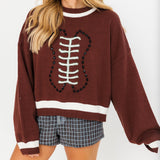 Brown Football Sweater | Queen Of Sparkles