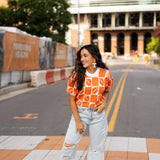 Checker Football Sweater | Orange