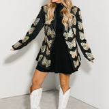 Black & Gold Sequin Butterfly Blazer | Queen Of Sparkles