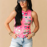 Pink Multi Sunglass Tank | Queen Of Sparkles