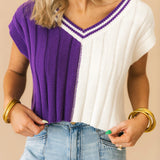 Gameday Cropped Sweater | Purple White