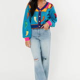 Royal Blue Multi Chili Pepper Cardigan | Queen Of Sparkles