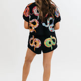 Black Multi Snake Short | Queen Of Sparkles