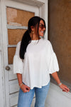 BUBBLE SLEEVE TOP | WHITE