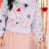 Lavender Groovy Heart Mock Neck Sweatshirt | Queen Of Sparkles