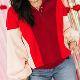 Emma Oversized Colorblock Sweatshirt | Red
