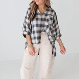 Plaid Button Down Top | Taupe