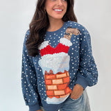 Blue Santa Stuck In Chimney Sweatshirt