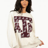 Licensed Texas A&M Oversized Printed Mascot Letter Sweatshirt | Queen Of Sparkles