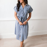 Button Down Midi Dress | Blue