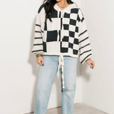 Multi Checker Hooded Sweater