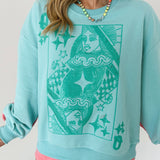 Aqua & Pink Colorblock QOS Logo Card Sweatshirt | Queen Of Sparkles