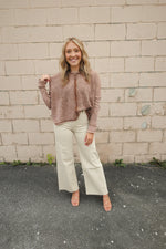WASHED WAFFLE TOP | CAMEL