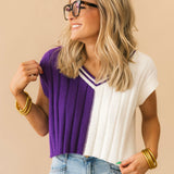 Gameday Cropped Sweater | Purple White