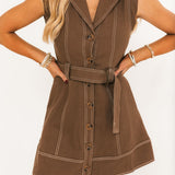 Born This Way Belted Mini Dress | Brown