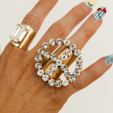 Peace or Bust Ring | Antique Gold & Clear