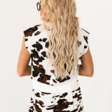 White & Brown Sequin Cow Print Skirt | Queen Of Sparkles