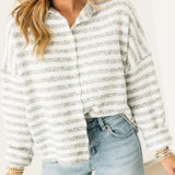 Piper Stripe Cardigan | Heather Grey
