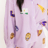 Licensed LSU Mini Icon Striped Button Down | Queen Of Sparkles