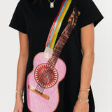 Black Guitar Strap Tee Dress | Queen Of Sparkles