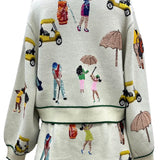 White Multi Golf Icon Cardigan | Queen Of Sparkles