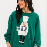Dark Green Caviar Serving Nutcracker Sweatshirt | Queen Of Sparkles