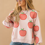 Light Pink & Red Gingham Apple Sweatshirt | Queen Of Sparkles