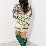 Gold Stripe Mega Bead Button Up Collar Cotton Dress | Queen Of Sparkles