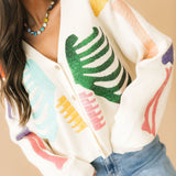 Ivory Multi Skeleton Button Up Cardigan | Queen Of Sparkles