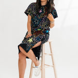 Black Multi Star Midi Dress | Queen Of Sparkles