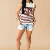Licensed Texas A&M Mascot Striped Knit Tank | Queen Of Sparkles