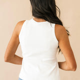 White & Blue QOS Card Logo Tank | Queen Of Sparkles