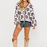 Licensed Texas A&M Knit In Mascot Rhinestone Cardigan | Queen Of Sparkles