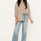 Striped Button Down Shirt | Brown