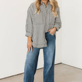 Striped Button Down Shirt | Black