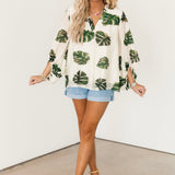 Palm Vista Long Sleeve Top | Cream
